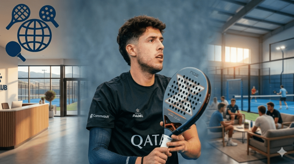 Agustín Tapia playing a powerful shot – top 10 padel players in the world 2026